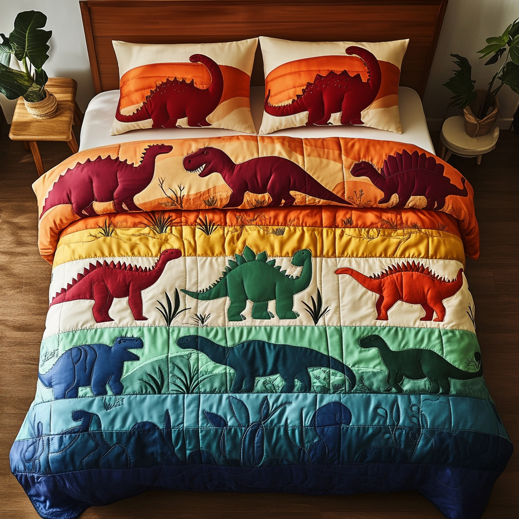 Jurassic Fun 3-Piece Quilted Bedding Set NCU0VH3618