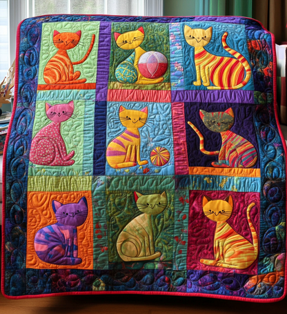 Kaleidoscope Kittens Quilted Blanket NCU0DV621