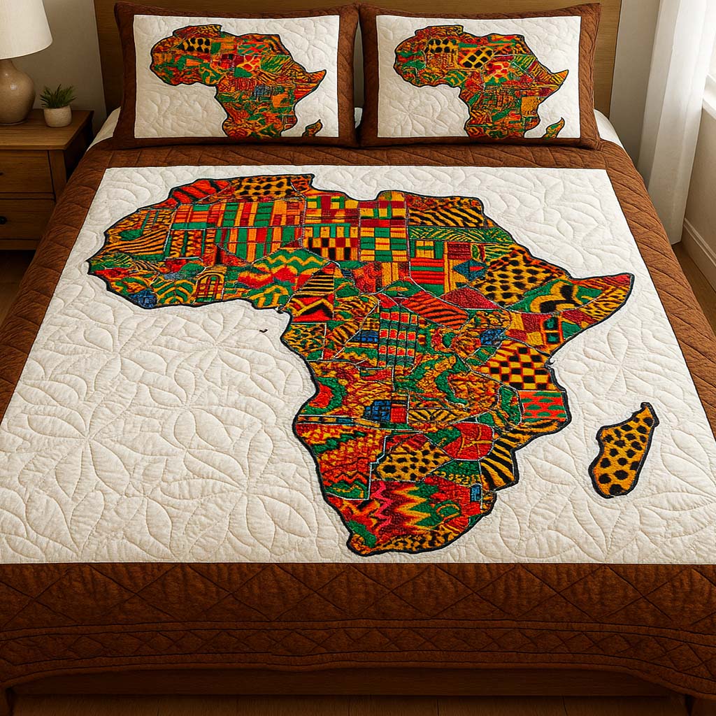 Kente Pride 3-Piece Quilted Bedding Set NCU0NT7531