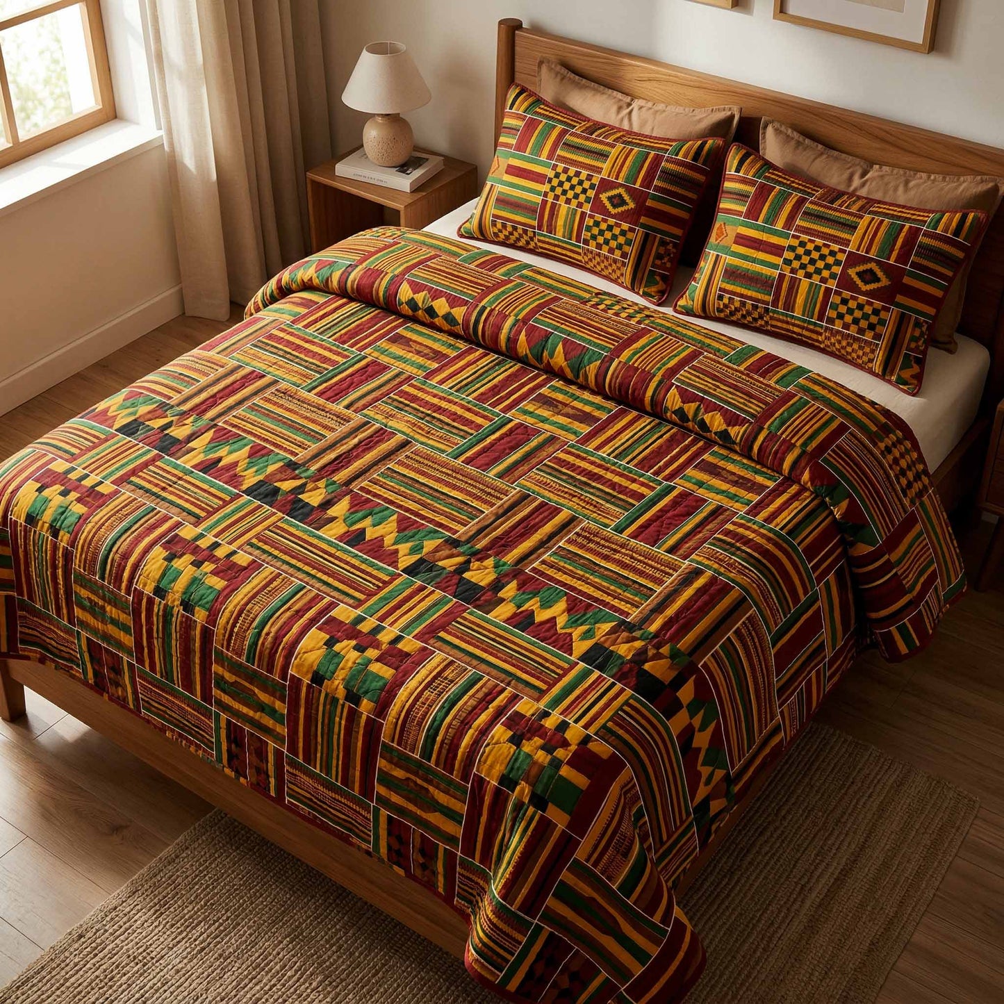 Kente Vibe 3-Piece Quilted Bedding Set NCU0XD2732