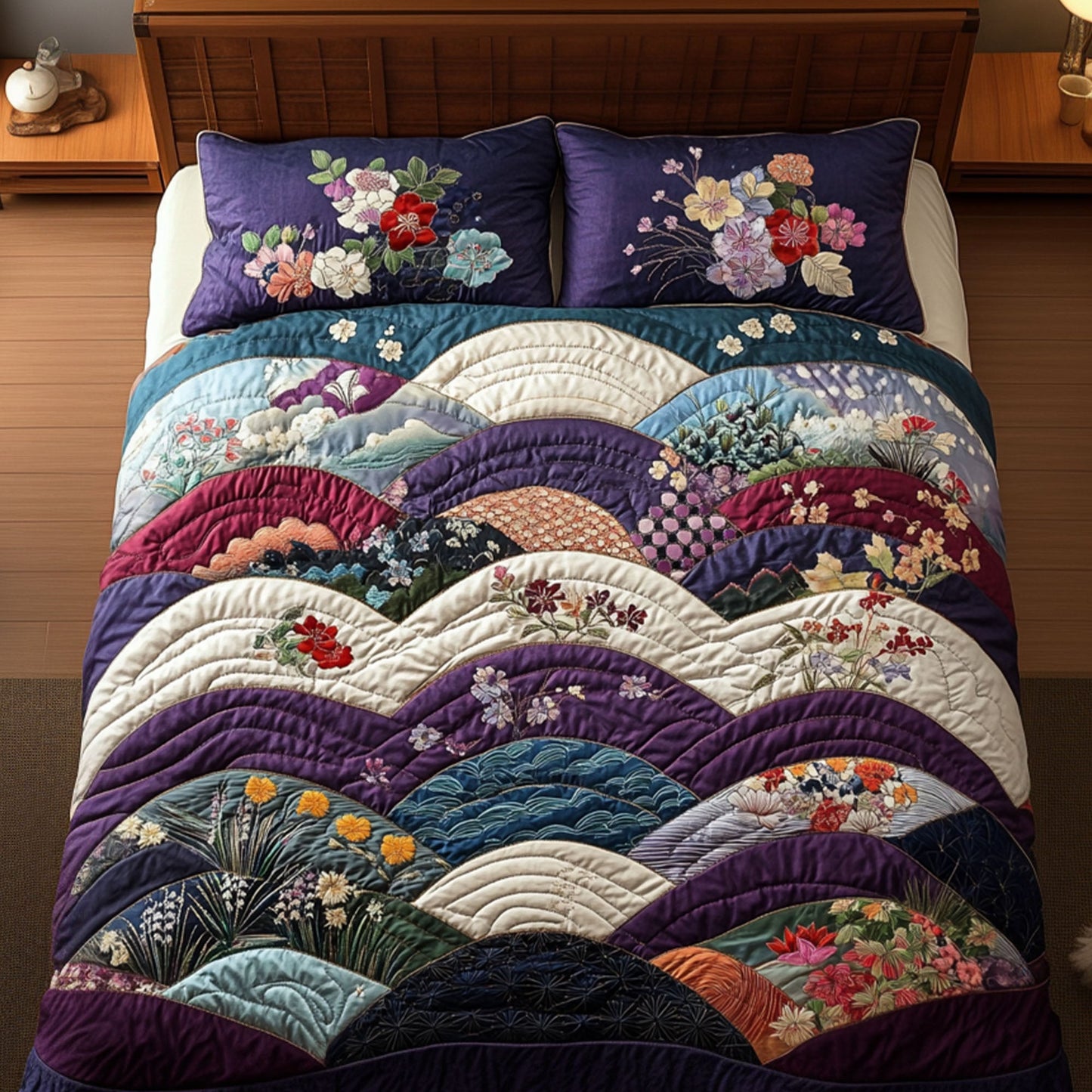 Kimonos in Bloom 3-Piece Quilted Bedding Set NCU0PT6535