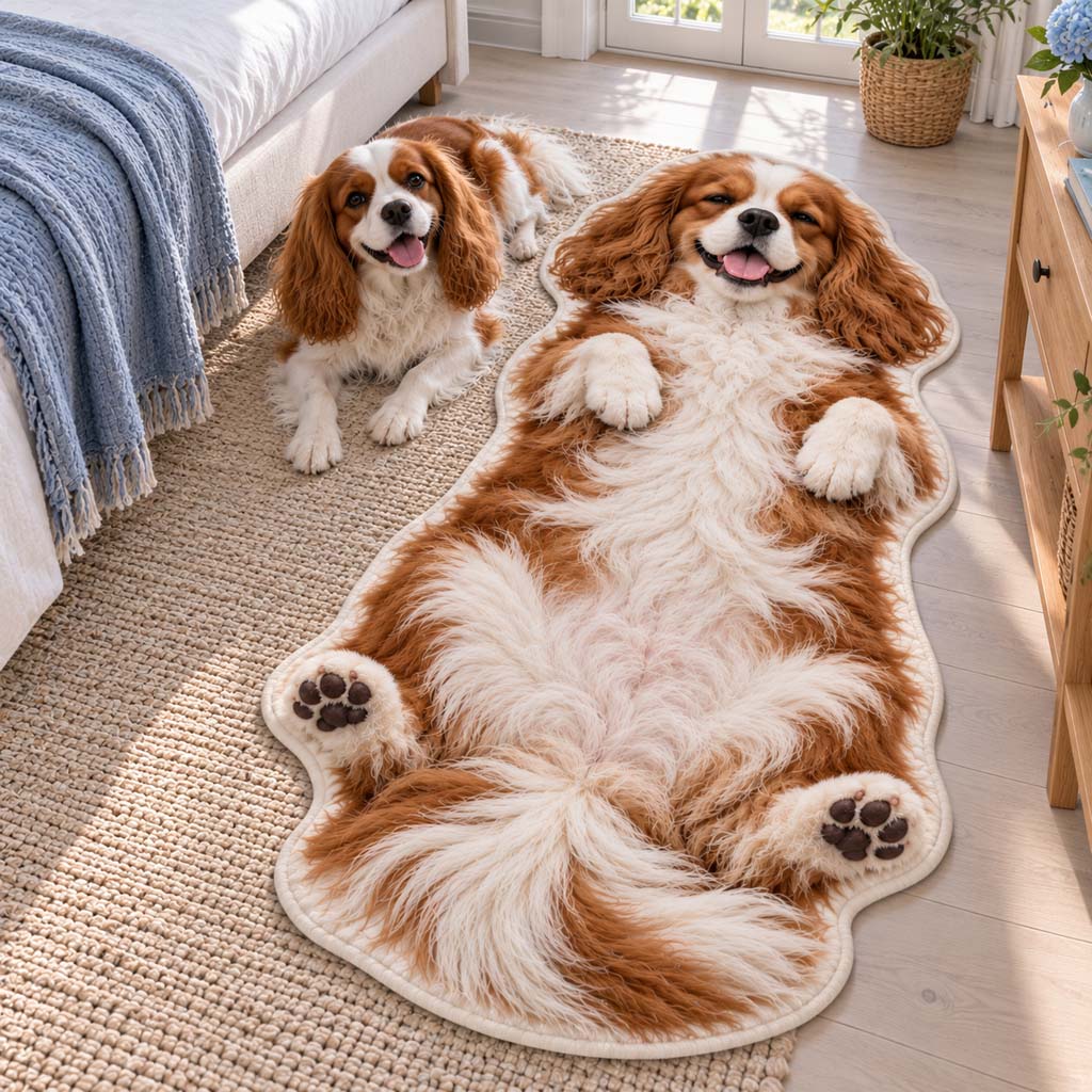 King Charles Belly Up Custom Shape Area Rug NCU0HH2163