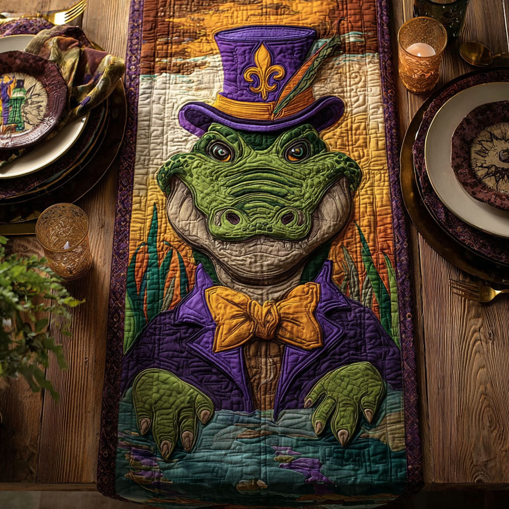 King Gator of Carnival Night Quilted Table Runner NCU0PT11101