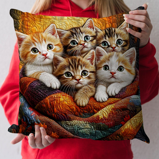 Kitten Bundle Quilted Pillow Case NCU0NT2682