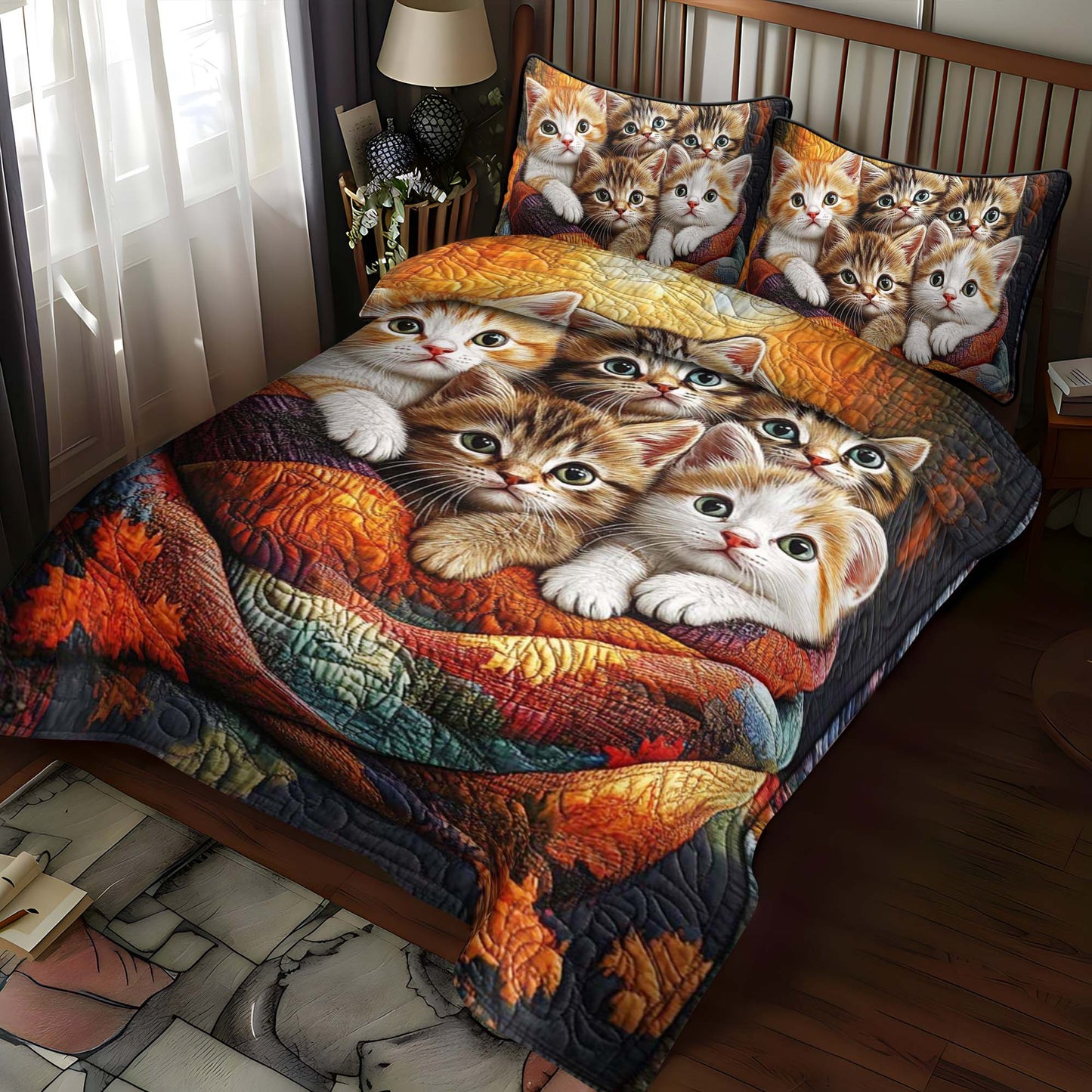 Kitten Bundle 3-Piece Quilted Bedding Set NCU0NT1000