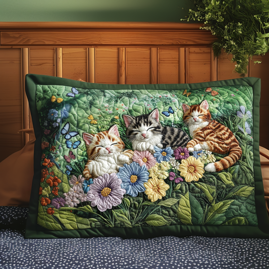 Kittens and Flowers Quilted Bedding Pillow Case NCU0NT6544