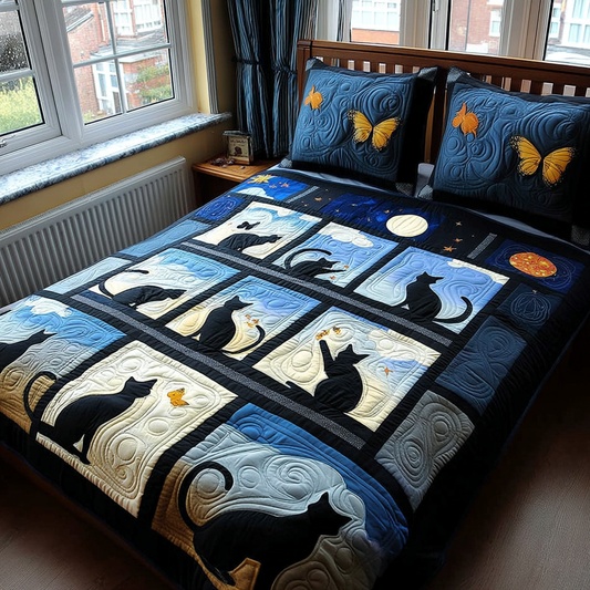 Kitty Night Dreams 3-Piece Quilted Bedding Set NCU0PT9483