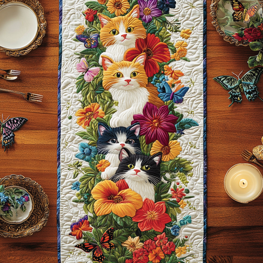 Kitty Blooms Quilted Table Runner NCU0VH5044