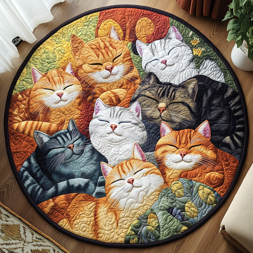 Kitty Comfort Spot Quilted Round Mat NCU0PD906