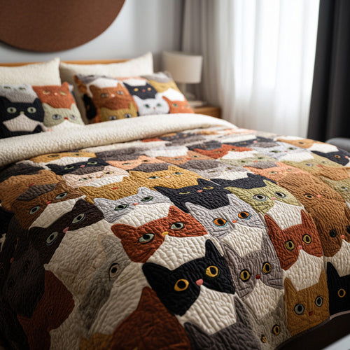 Kitty Mosaic 3-Piece Quilted Bedding Set NCU0VL3190