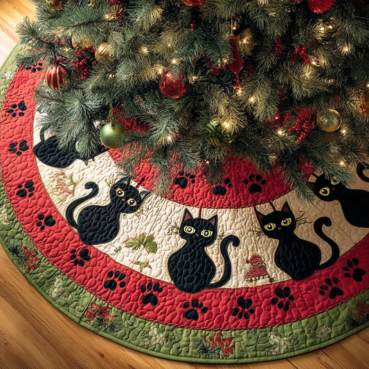 Kitty Steps Christmas Quilted Tree Skirt NCU0TD1886