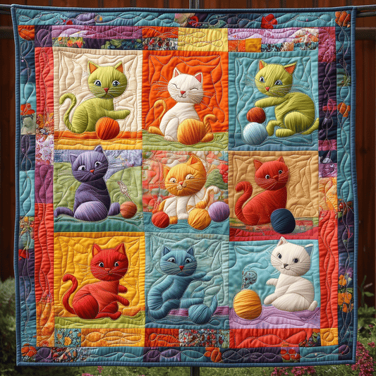 Kitty Yarn Tangle Quilted Blanket NCU0TH1424