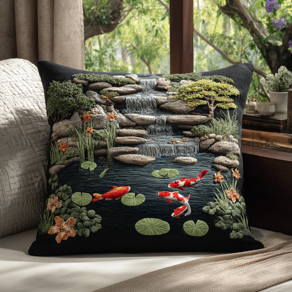 Koi Haven Quilted Pillow Case NCU0DV9407