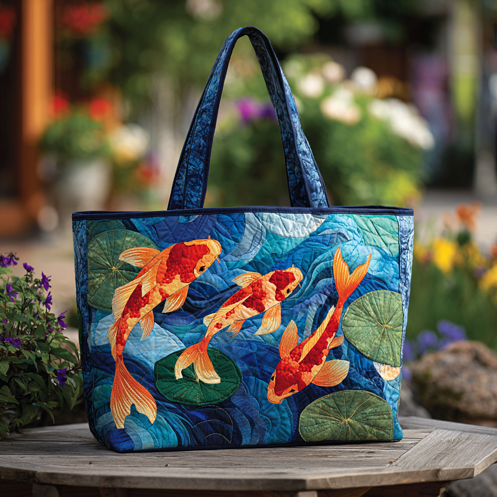 Koi Bloom Quilted Tote Bag NCU0DK8894