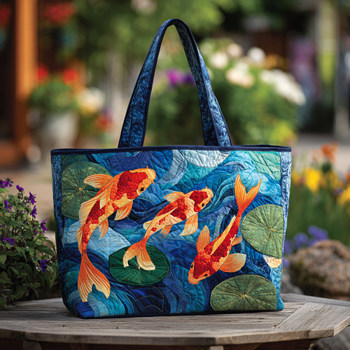 Koi Bloom Quilted Tote Bag NCU0DK8894
