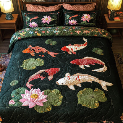 Koi Blossom 3-Piece Quilted Bedding Set NCU0NT6385