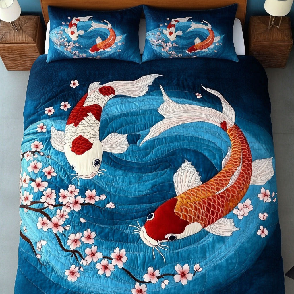Koi Garden 3-Piece Quilted Bedding Set NCU0NT6387