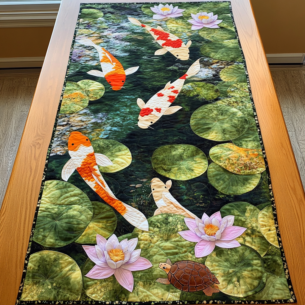 Koi Garden Quilted Table Runner NCU0DK7525