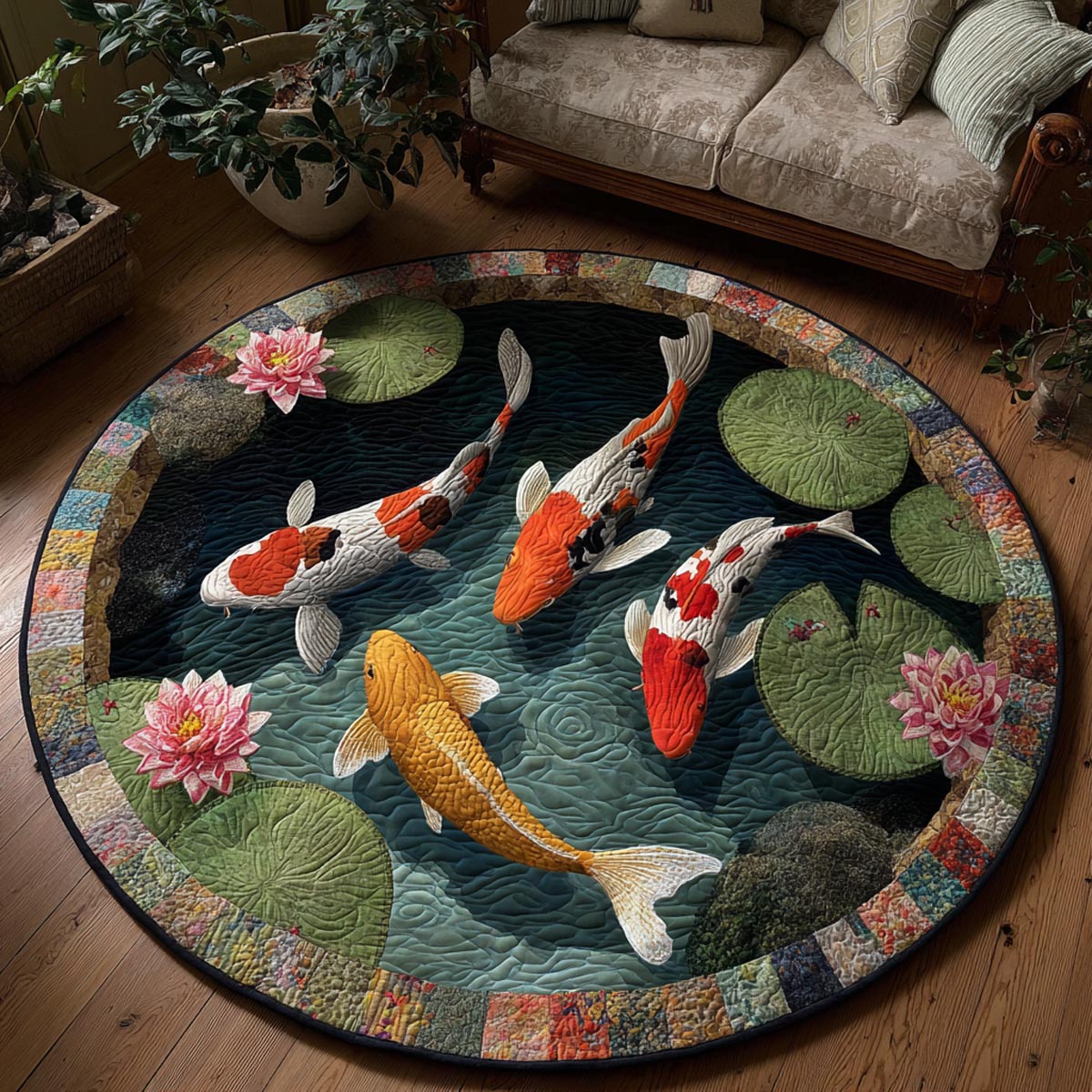 Koi Harmony Round Carpet NCU0DV9402