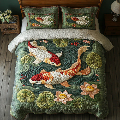 Koi Serenity 3-Piece Quilted Bedding Set NCU0DV6891