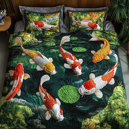 Koi Tranquility 3-Piece Quilted Bedding Set NCU0NT6389