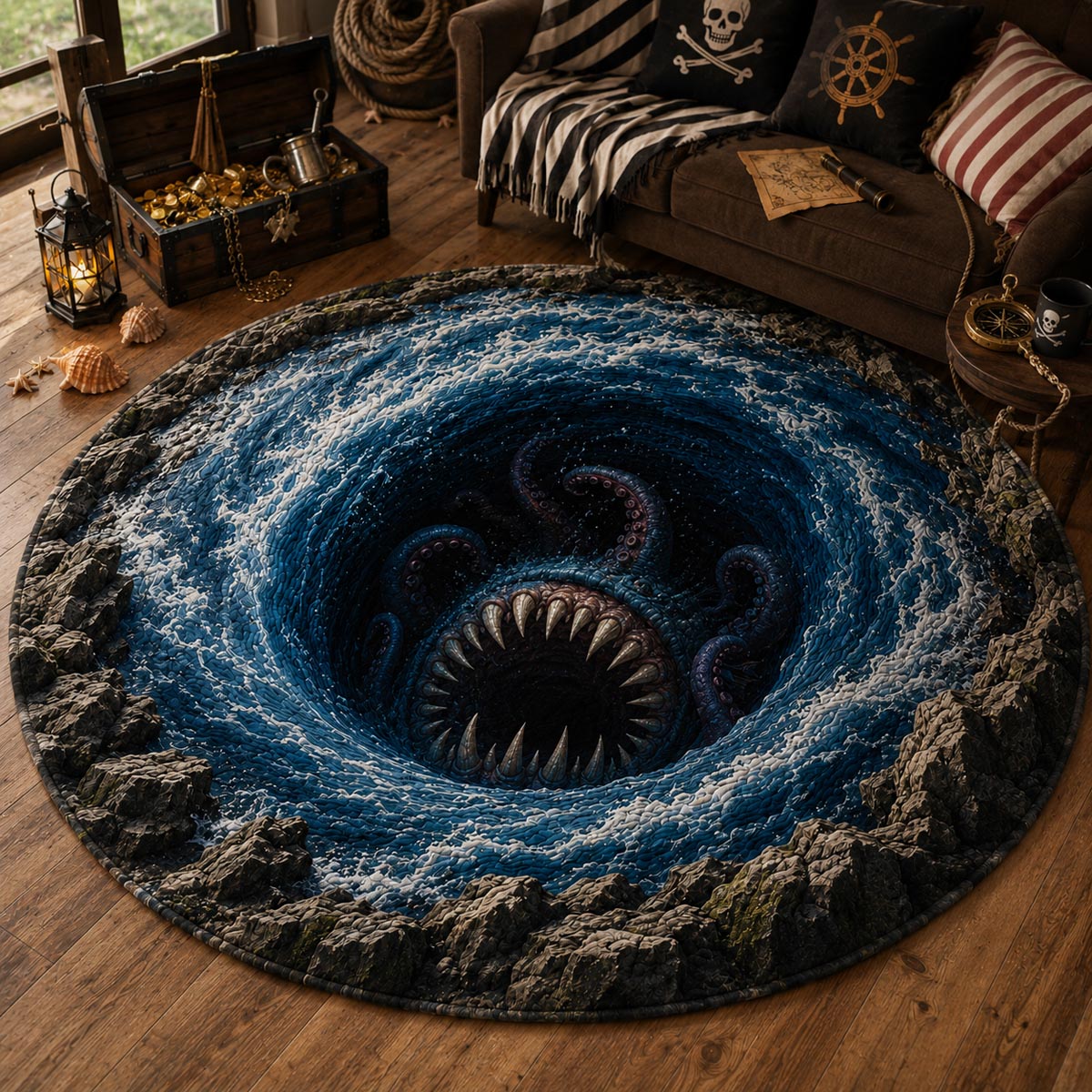 Kraken Abyss Quilted Round Mat NCU0DV9965
