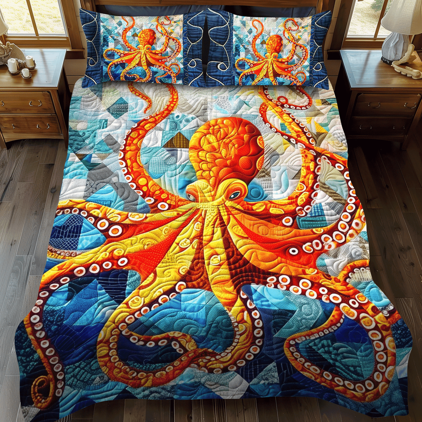 Kraken's Dance 3-Piece Quilted Bedding Set NCU0DV219