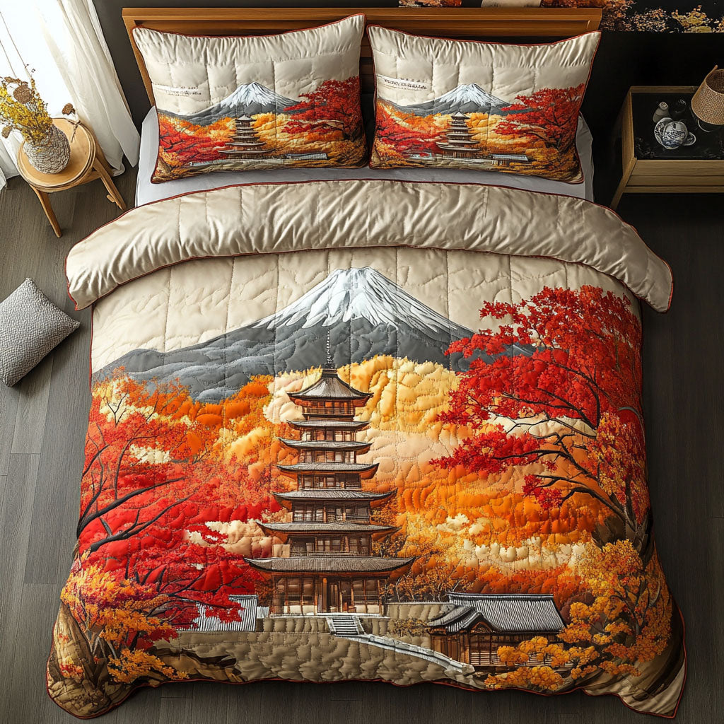 Kyoto Blooming Days 3-Piece Quilted Bedding Set NCU0NT7388