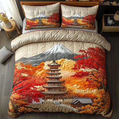 Kyoto Blooming Days 3-Piece Quilted Bedding Set NCU0NT7388
