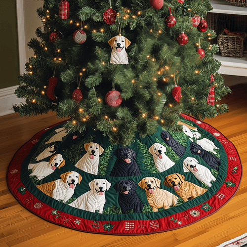 Labrador Christmas Cheer Quilted Christmas Tree Skirt NCU0TH2012
