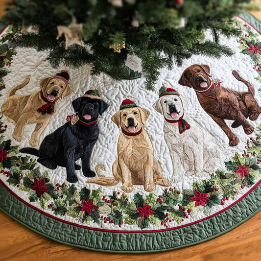 Labrador Retriever Frolic Quilted Christmas Tree Skirt NCU0HH791