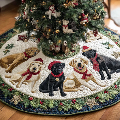 Labrador Retriever Holiday Quilted Christmas Tree Skirt NCU0HH792
