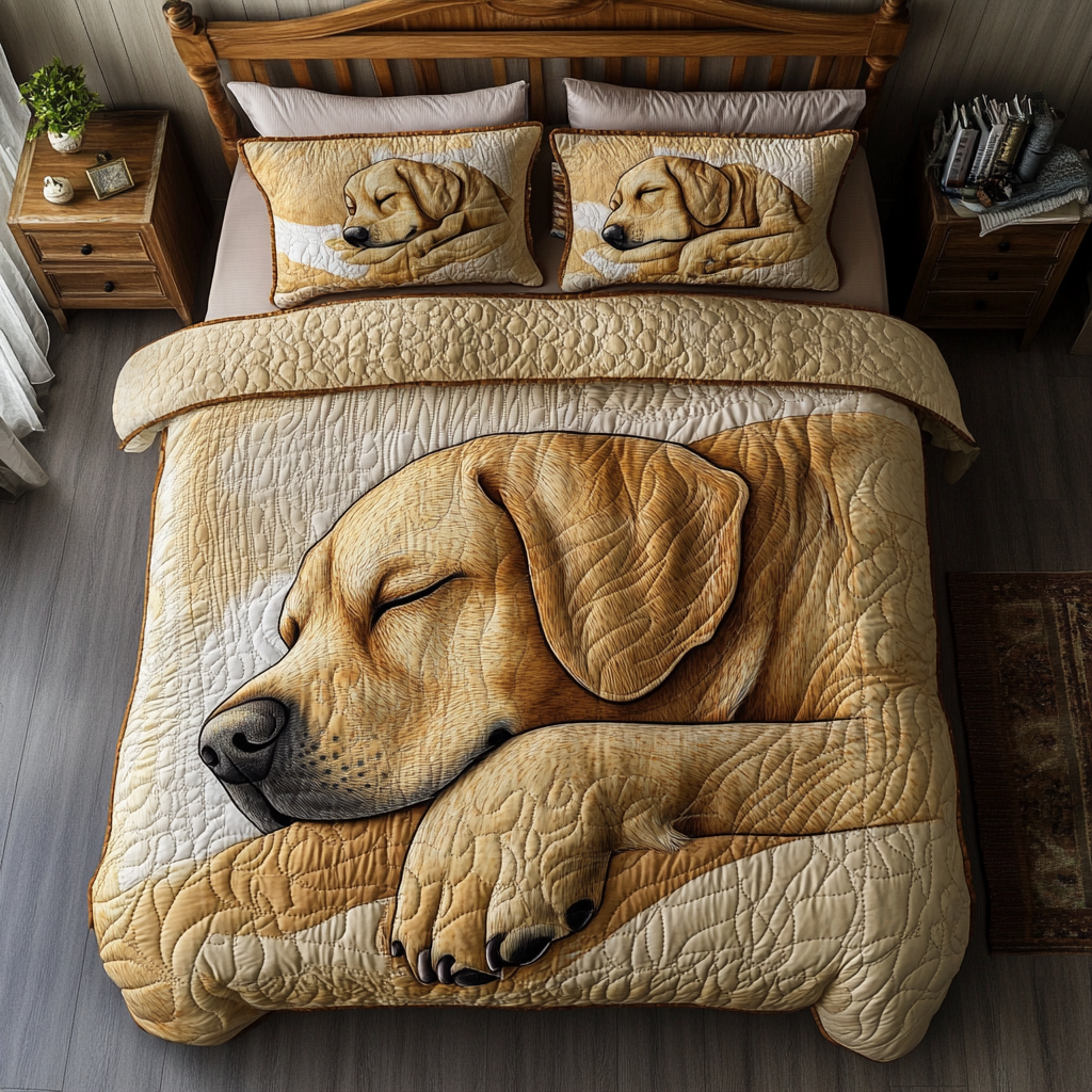 Labrador Sleep 3-Piece Quilted Bedding Set NCU0DK9935