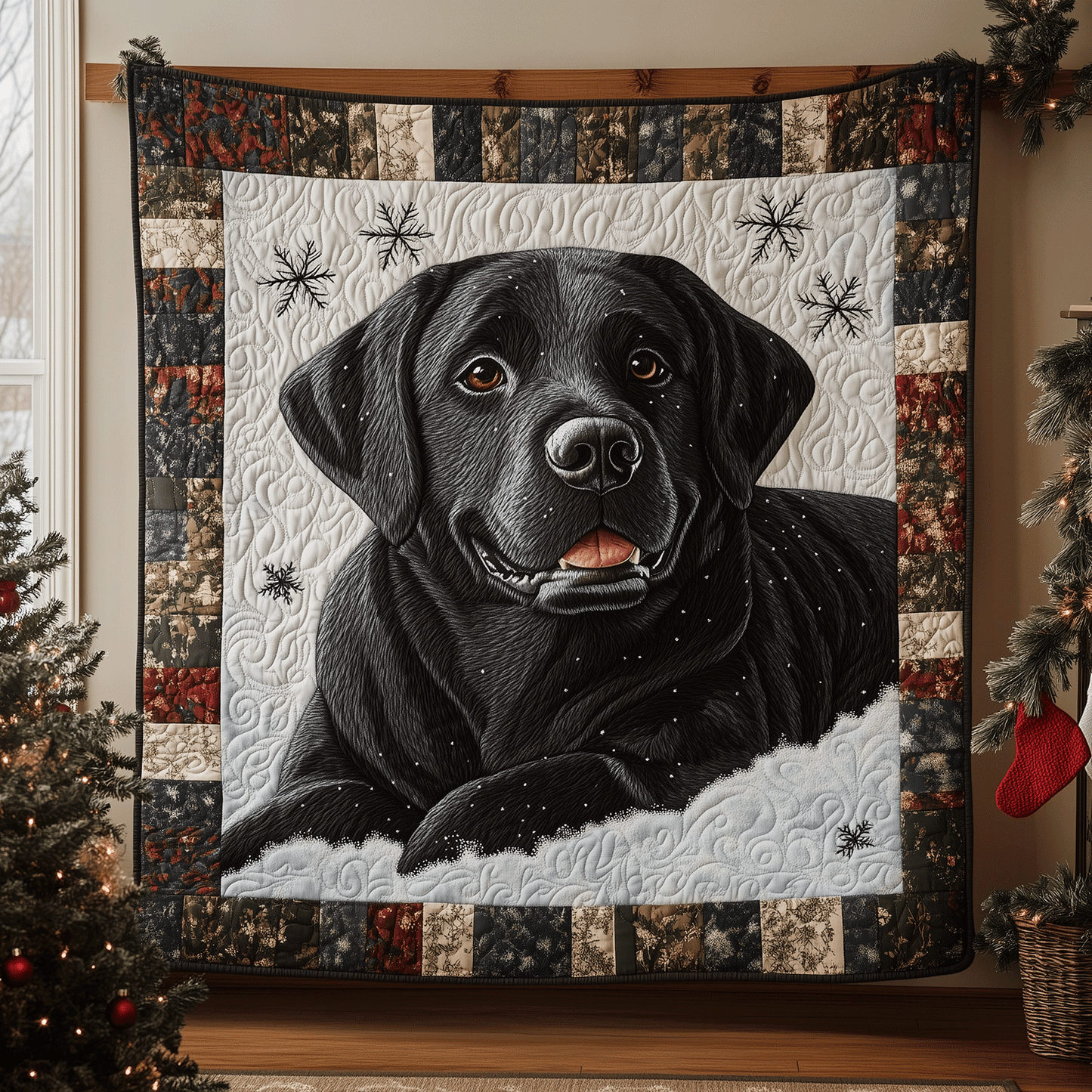 Labrador Snowfall Joy Quilted Blanket NCU0TH2357