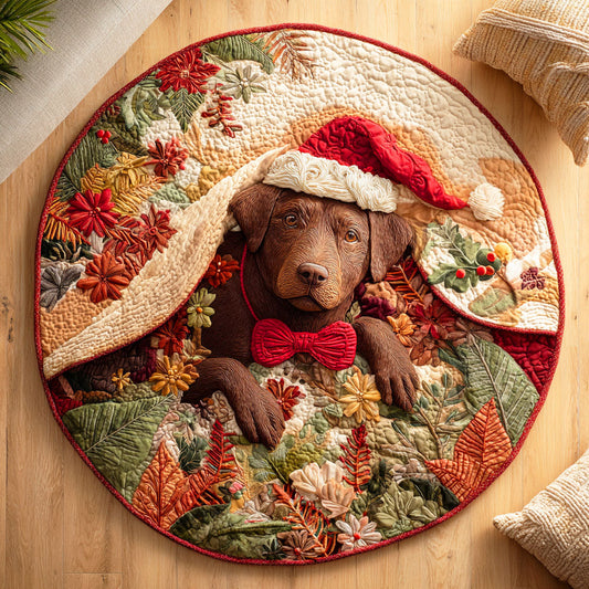 Labrador Snowy Rest Quilted Round Mat NCU0TD611