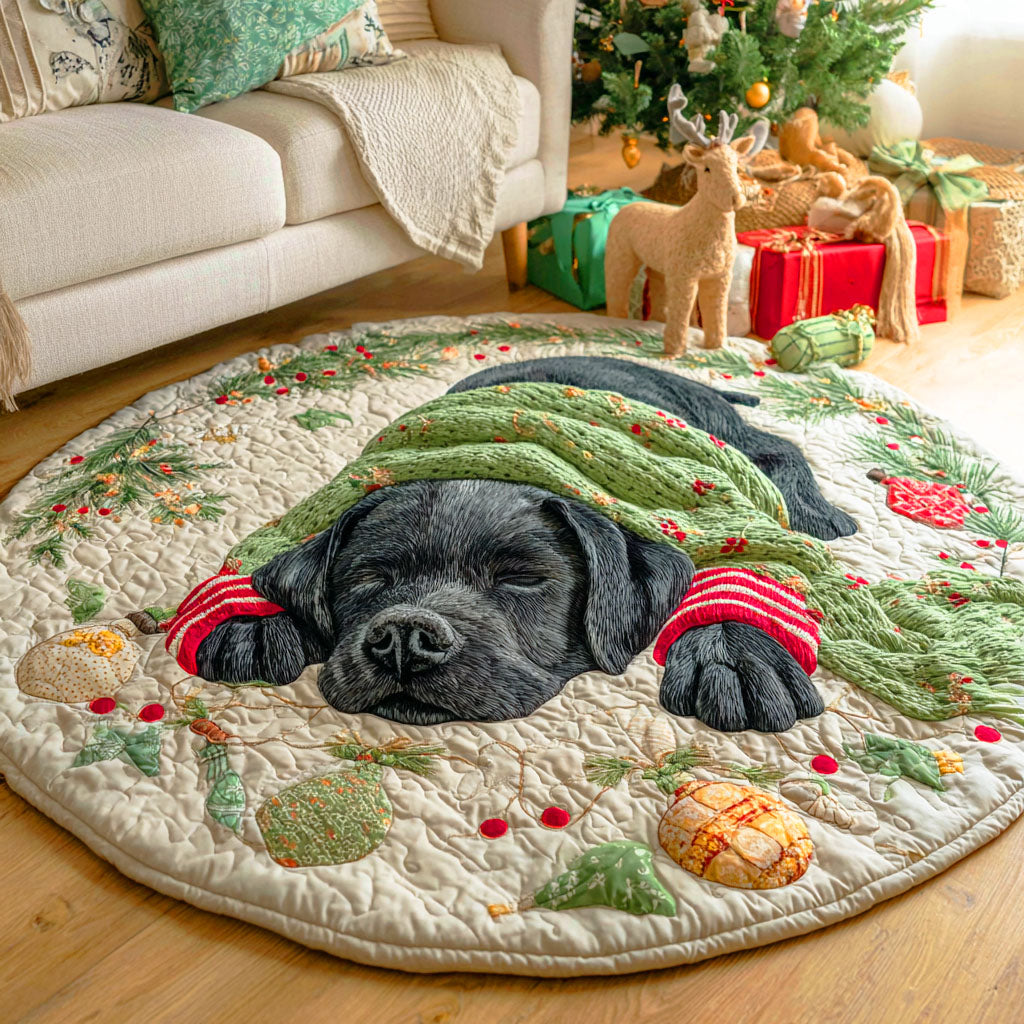 Labrador Winter Nap Quilted Round Mat NCU0TD609 – Vantique