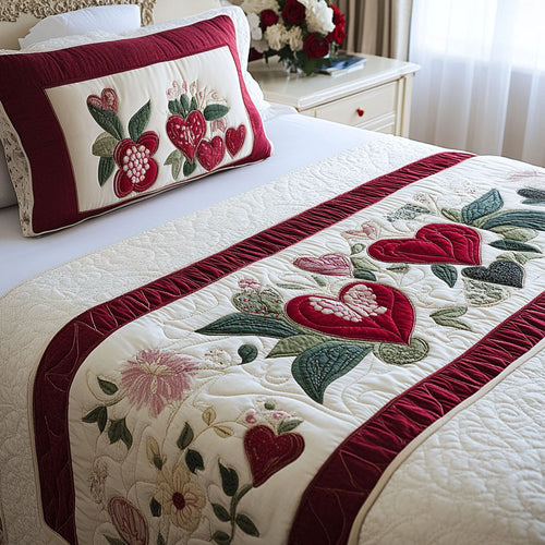 Lace Hearts Quilted Bed Runner NCU0PT10814