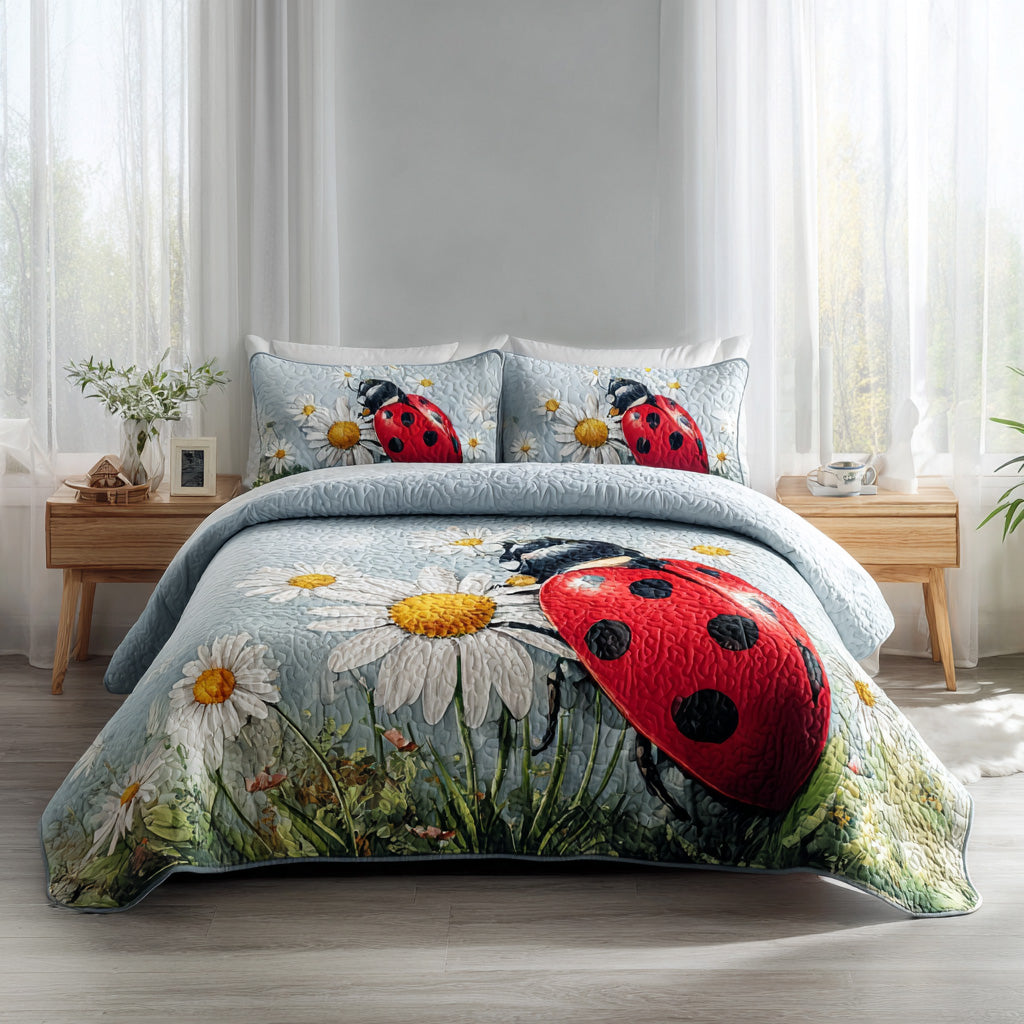 Ladybug Bloom 3-Piece Quilted Bedding Set NCU0VL3307
