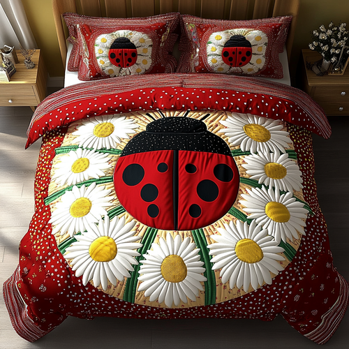 Ladybug Garden Delight 3-Piece Quilted Bedding Set NCU0DK5892