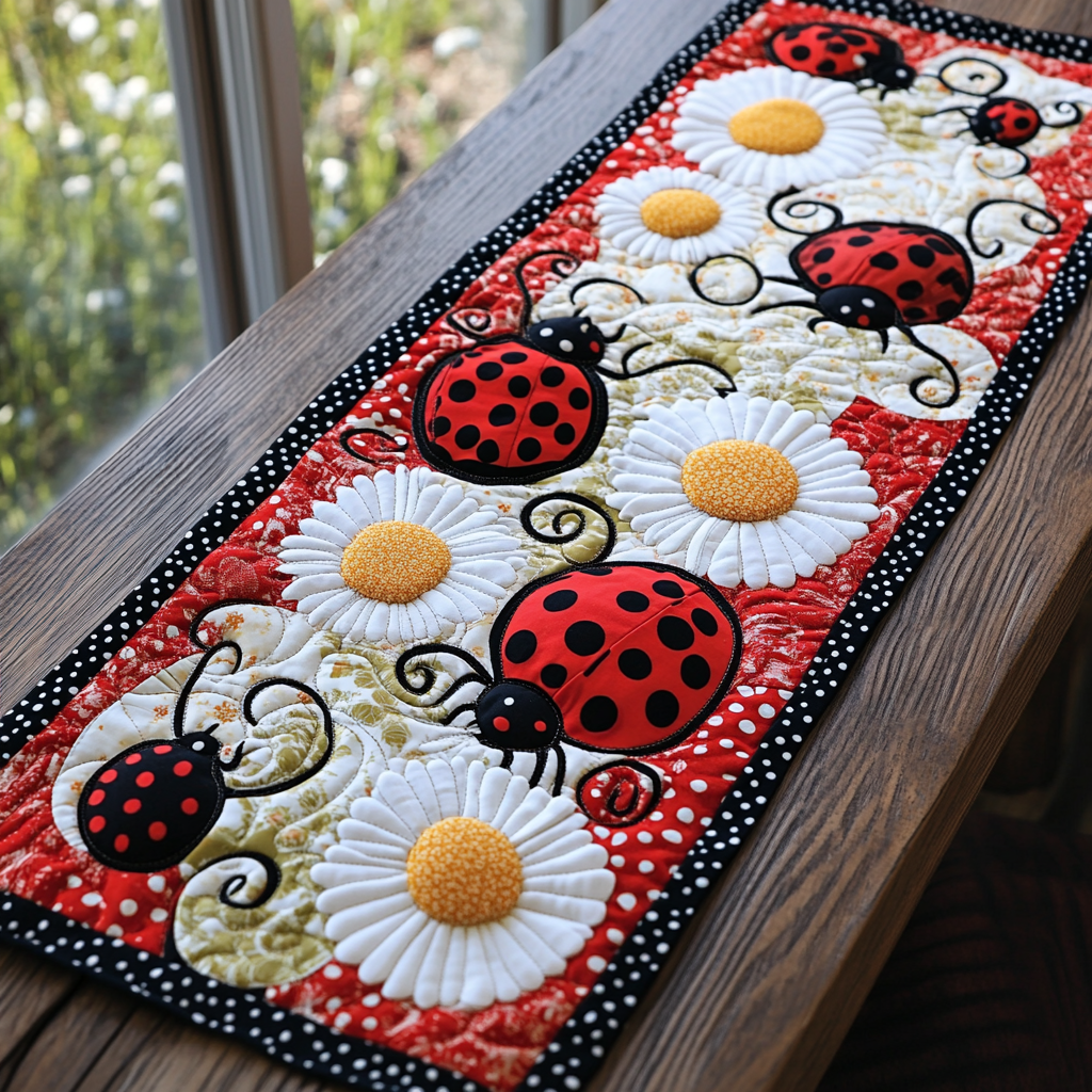 Ladybug Garden Quilted Table Runner NCU0DK5946