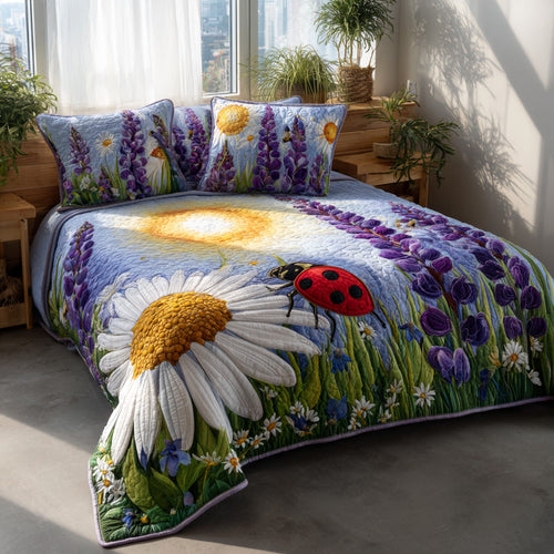 Ladybug Lavender 3-Piece Quilted Bedding Set NCU0VL3102