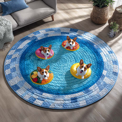 Lagoon Corgi Quilted Round Mat NCU0HH1934