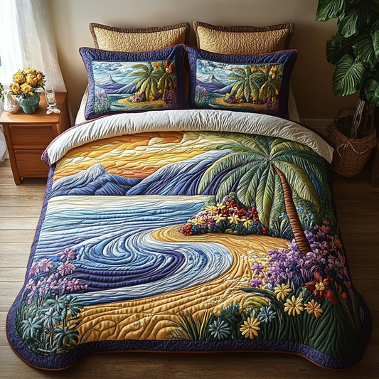 Lagoon Dreams 3-Piece Quilted Bedding Set NCU0DV4423