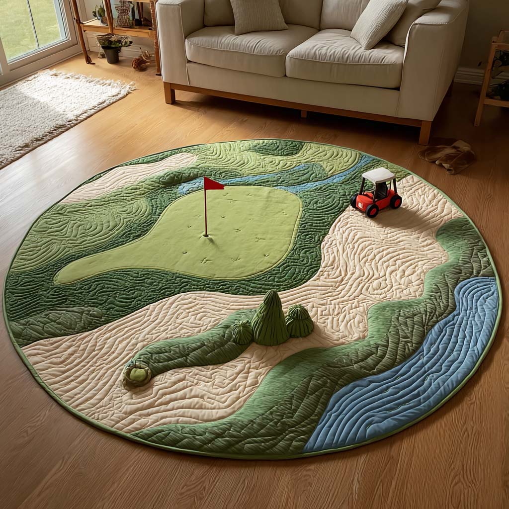 Lagoon Golf Hole Quilted Round Mat NCU0HH1828