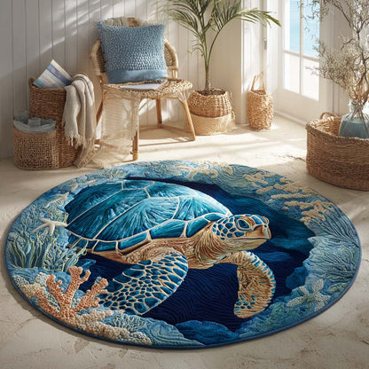 Lagoon Turtle Quilted Round Mat NCU0HH1891