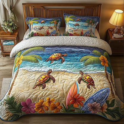 Lagoon Turtle Tides 3-Piece Quilted Bedding Set NCU0NT7107