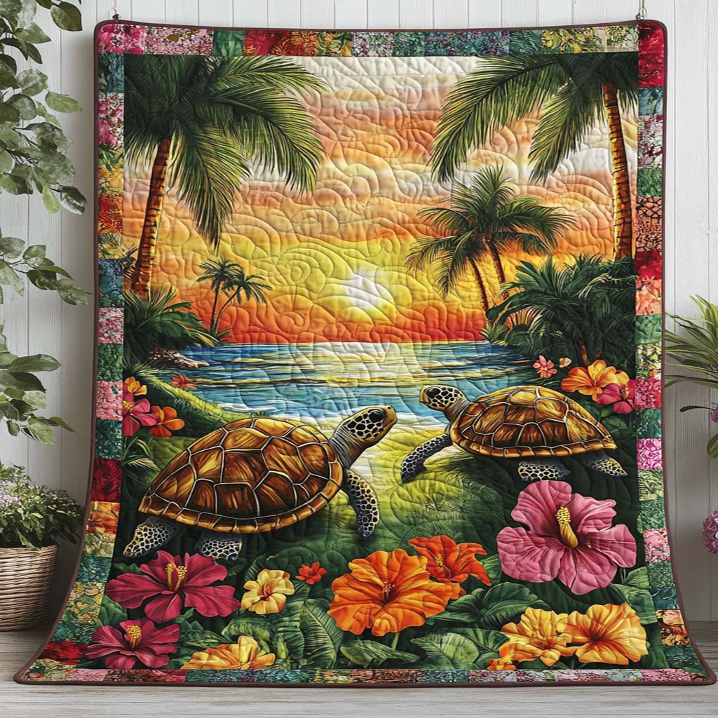 Lagoon Turtle Tides Quilted Blanket NCU0NT7209