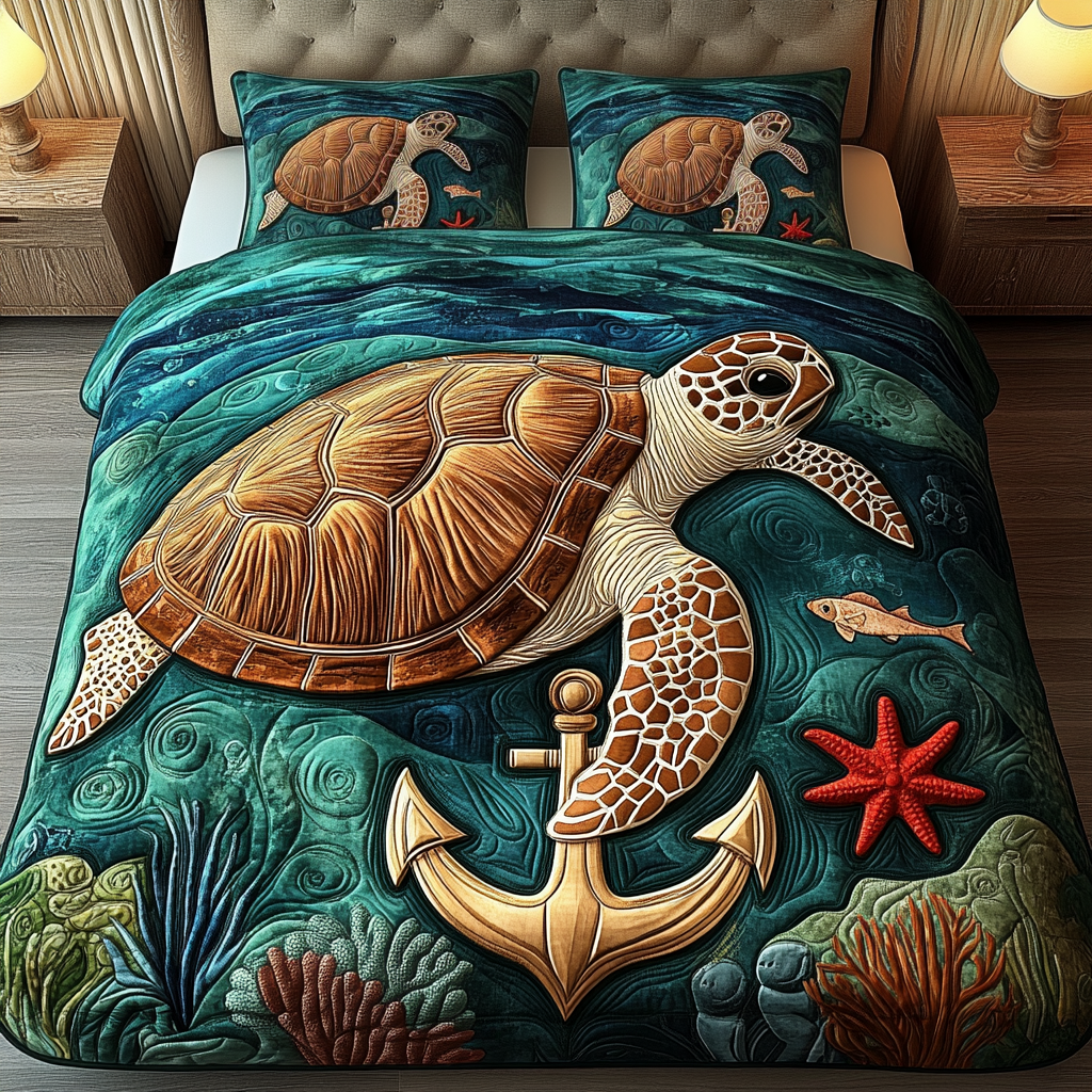 Lagoon Whisper 3-Piece Quilted Bedding Set NCU0VH1717