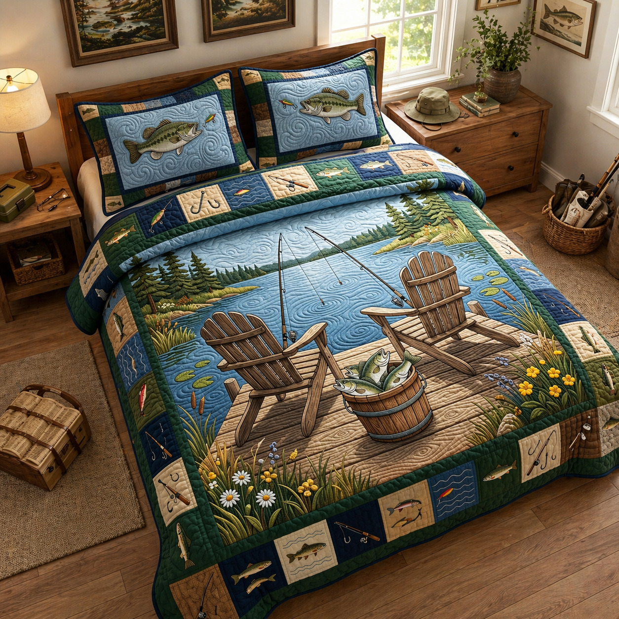 Lake Retreat 3-Piece Quilted Bedding Set NCU0TV1891