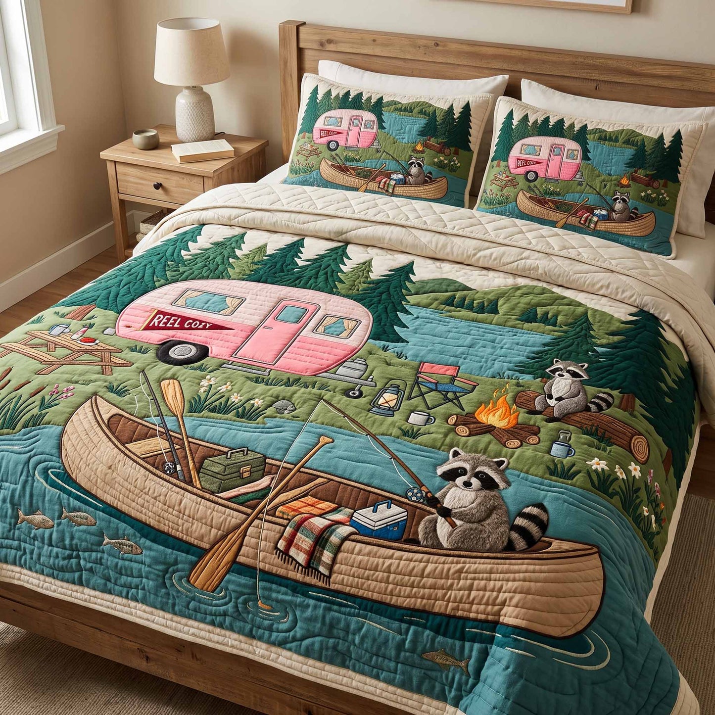 Lake Canoe 3-Piece Quilted Bedding Set NCU0XD2823